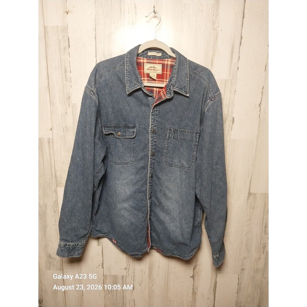 Vintage 1990s Eddie Bauer XL Elkhorn Shirt Flannel Lined Shirt Jacket Gorpcore